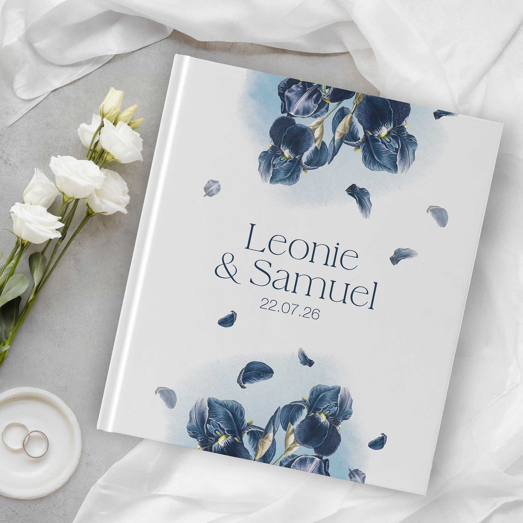 Gästebuch Hochzeit - Floral "Blue Petal"