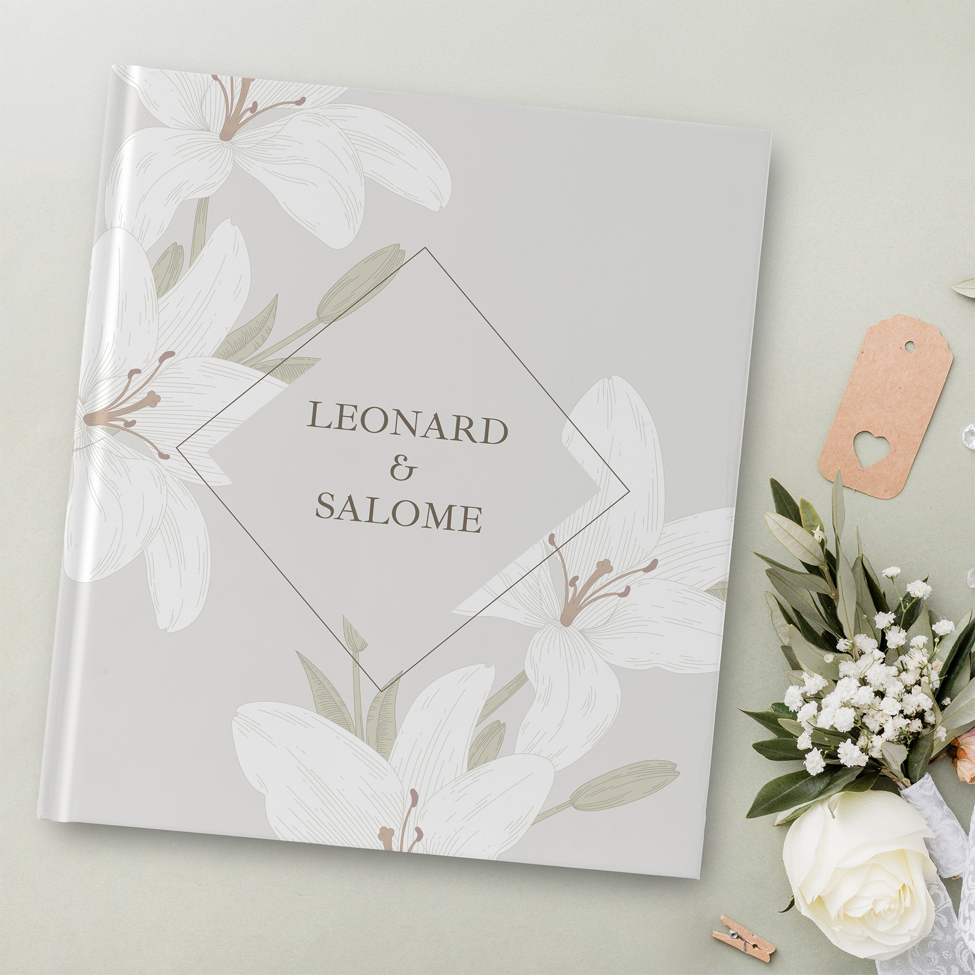 Gästebuch Hochzeit - Floral "white lily"