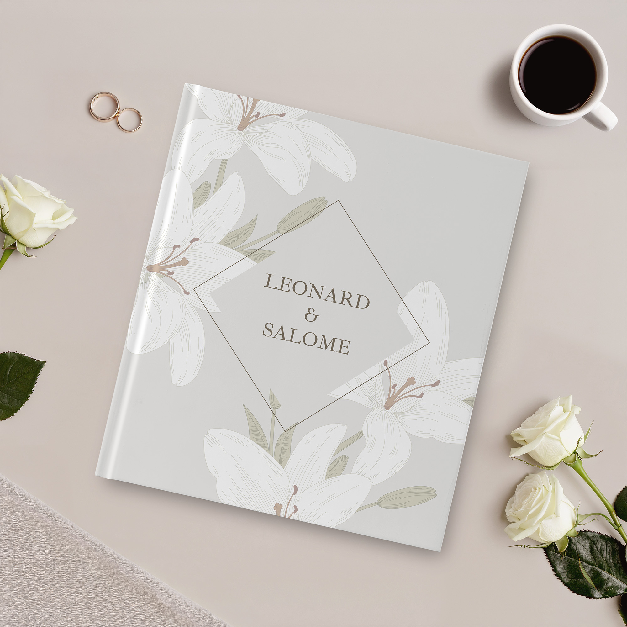 Gästebuch Hochzeit - Floral "white lily"
