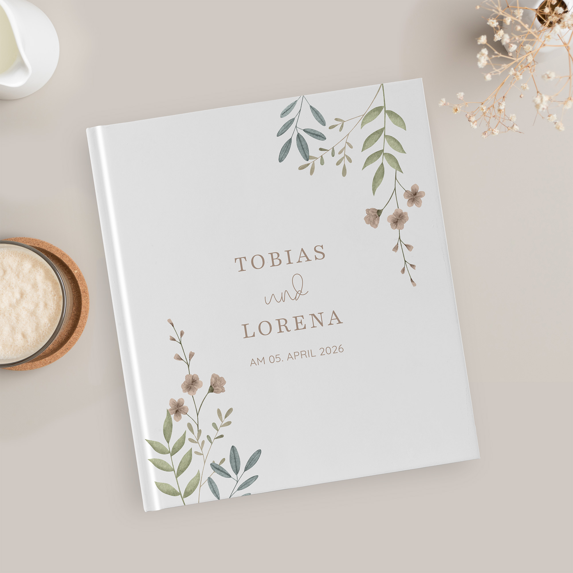 Gästebuch Hochzeit - Boho "Soft Leaves"