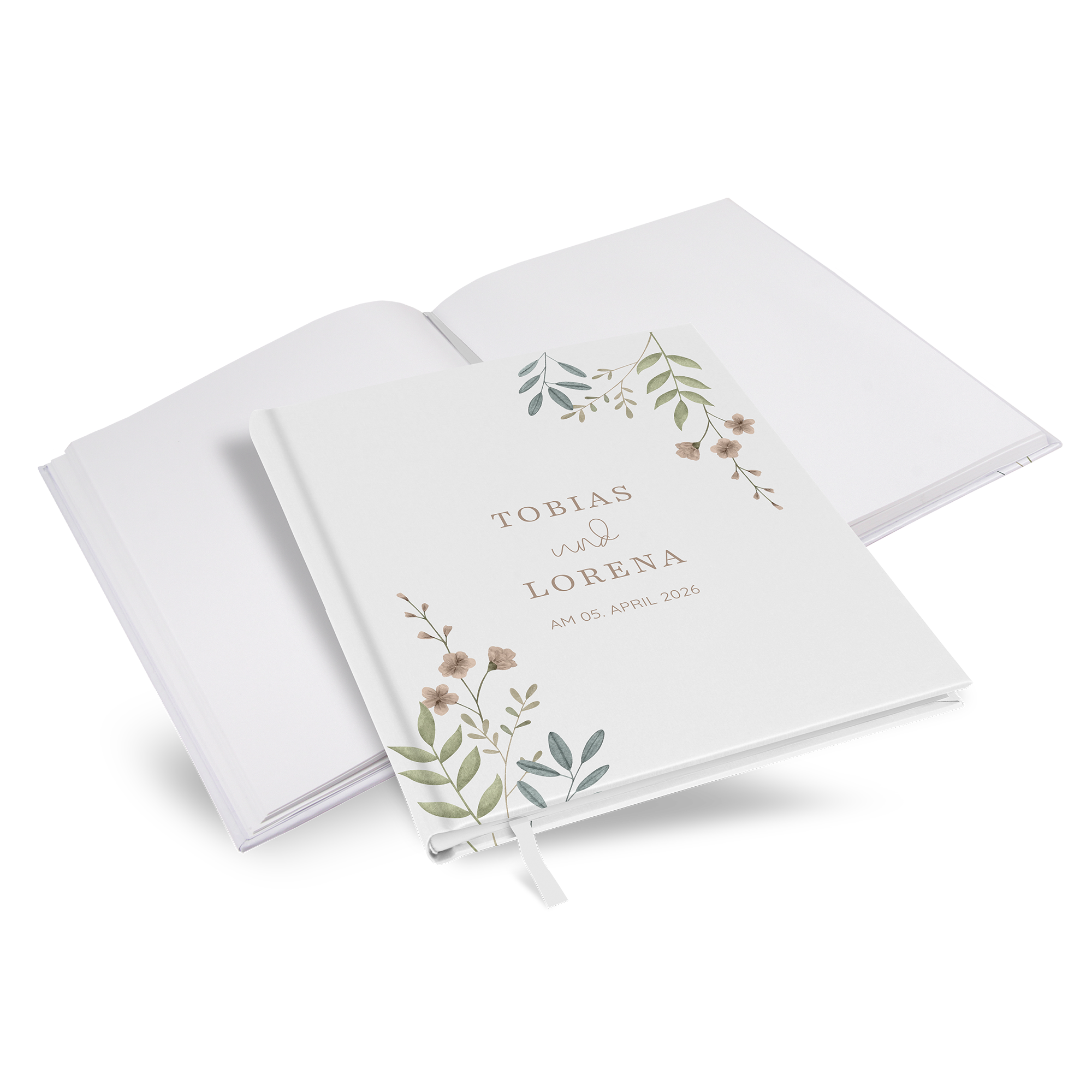 Gästebuch Hochzeit - Boho "Soft Leaves" - GBH-25001-B-10