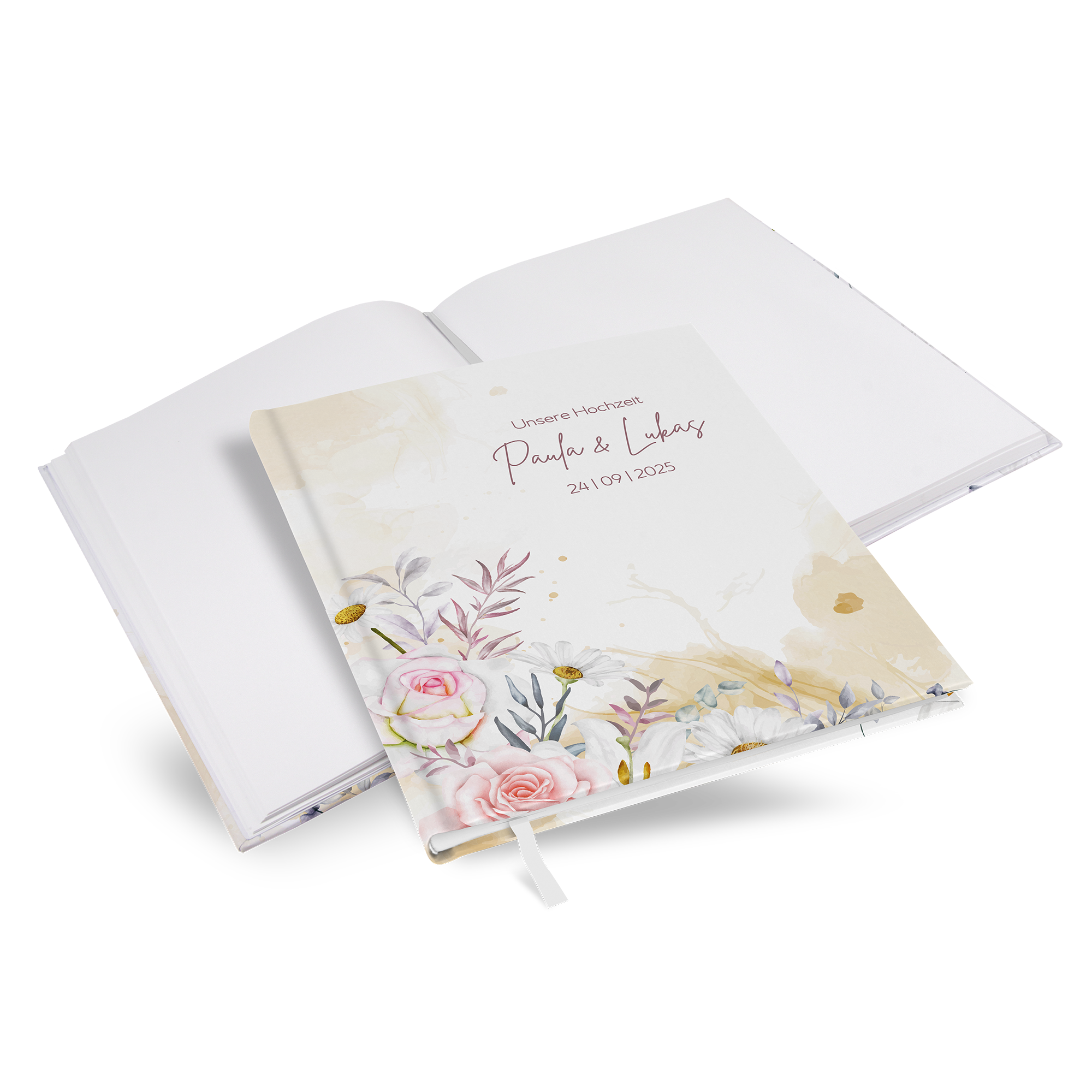 Gästebuch Hochzeit -  Aquarell "lily & rose" - GBH-25001-A-03