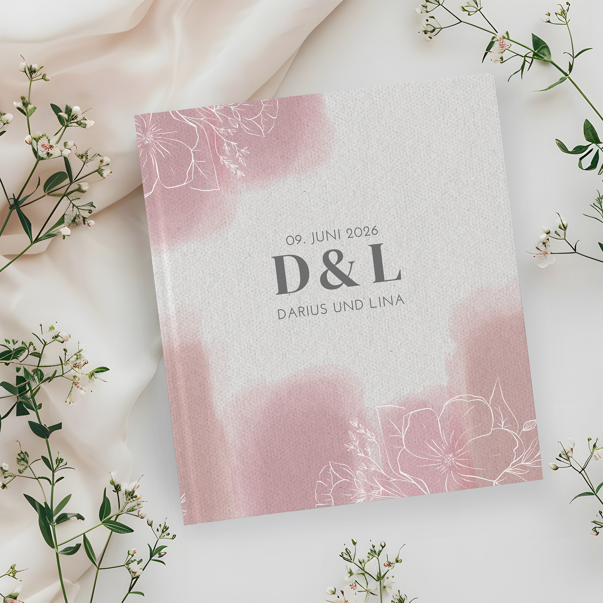 Gästebuch Hochzeit -  Aquarell "dusty bloom"