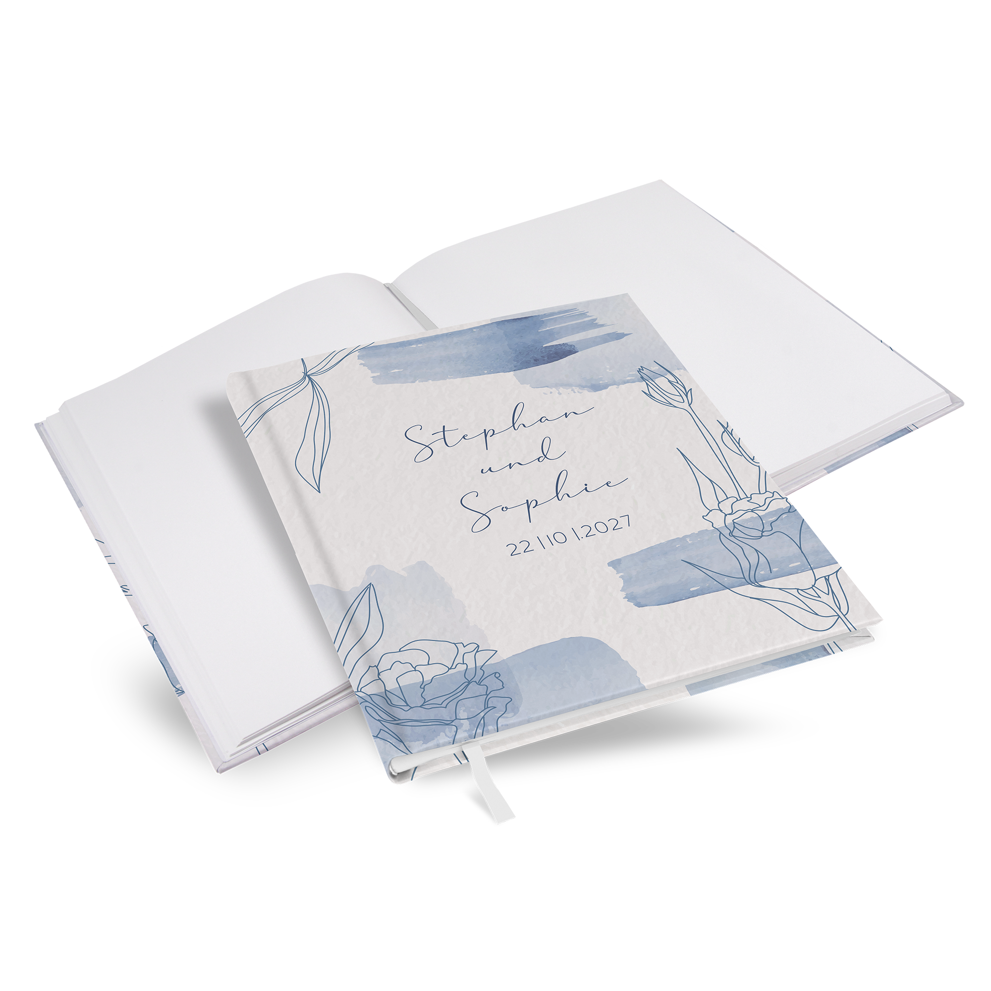 Gästebuch Hochzeit -  Aquarell "midnight petals" - GBH-25001-A-07