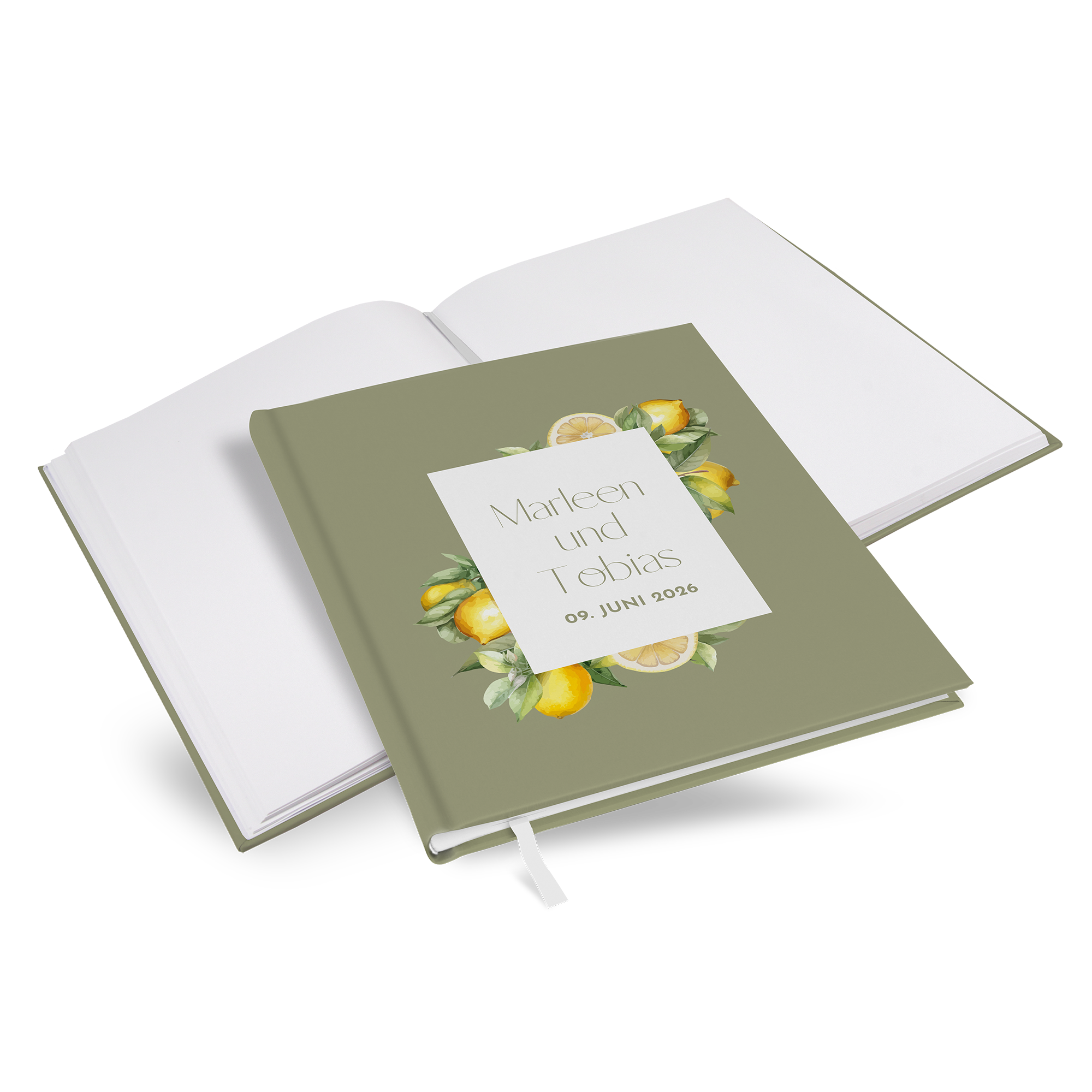Gästebuch Hochzeit -  Aquarell "Olive & Lemon" - GBH-25001-A-09