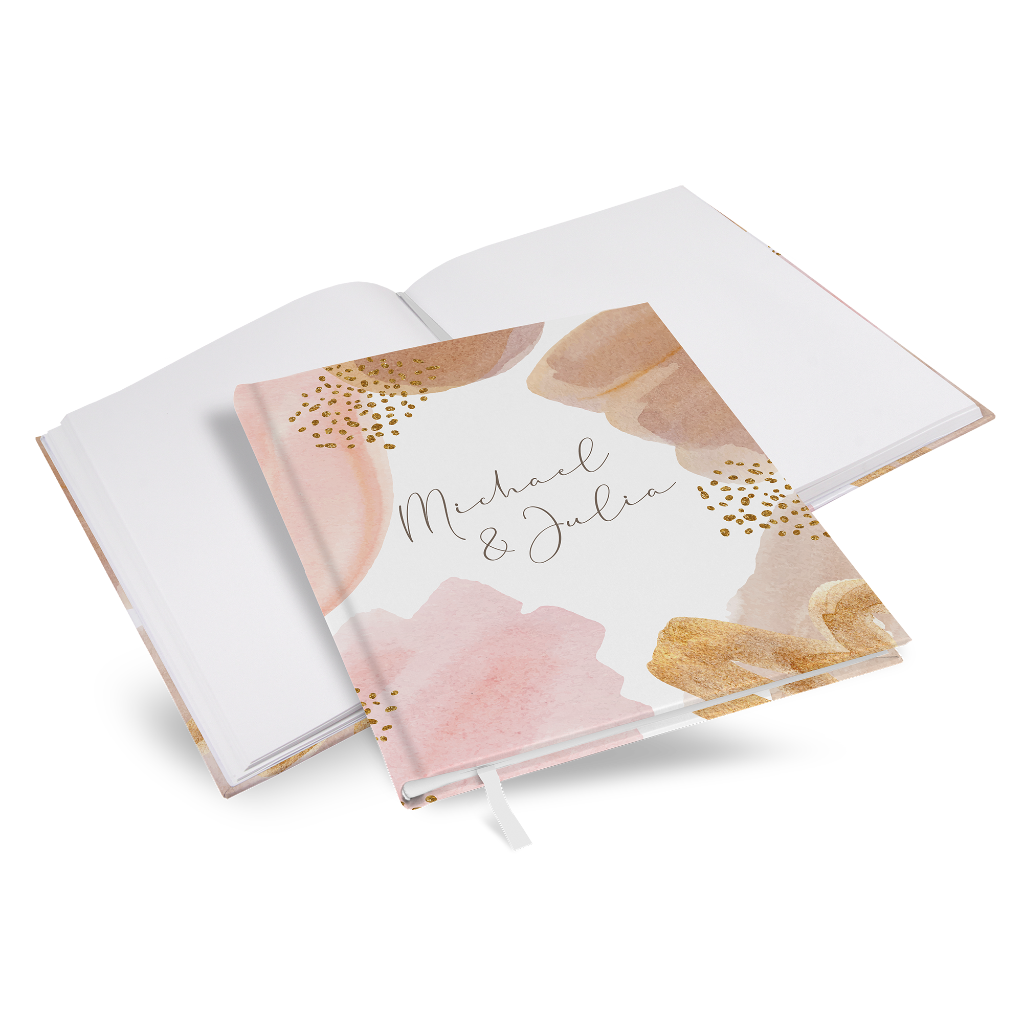 Gästebuch Hochzeit -  Aquarell "Golden Blush" - GBH-25001-A-10