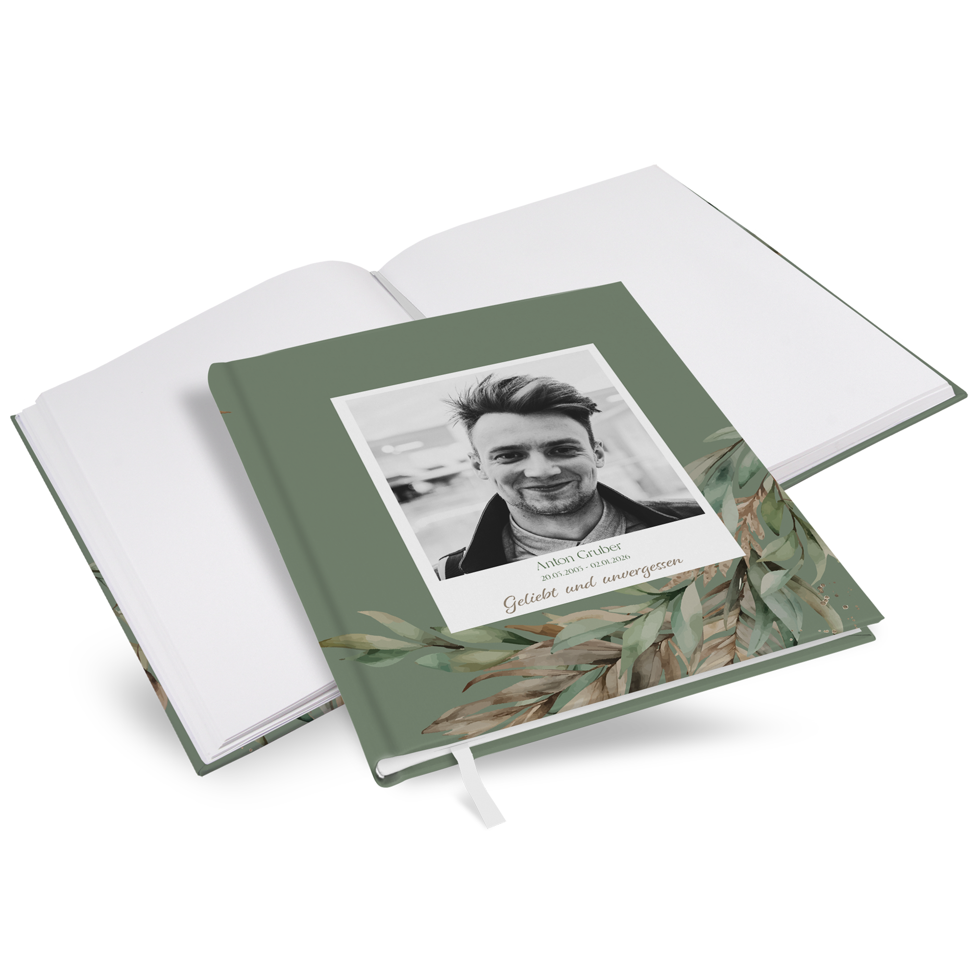 Kondolenzbuch - Greenery "rooted together" - KB-25001-B-06