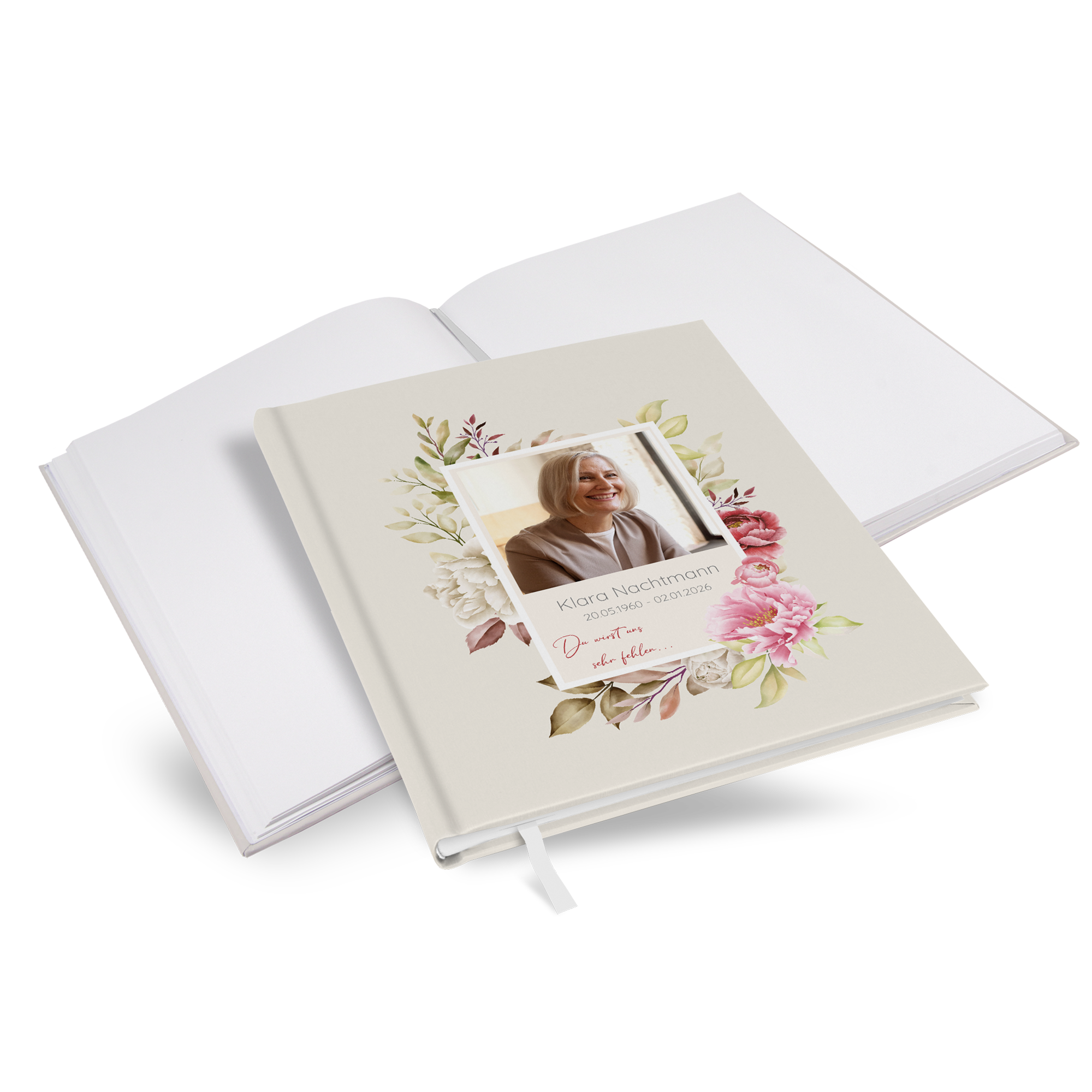 Kondolenzbuch - Floral "peony bloom" - KB-25001-F-02