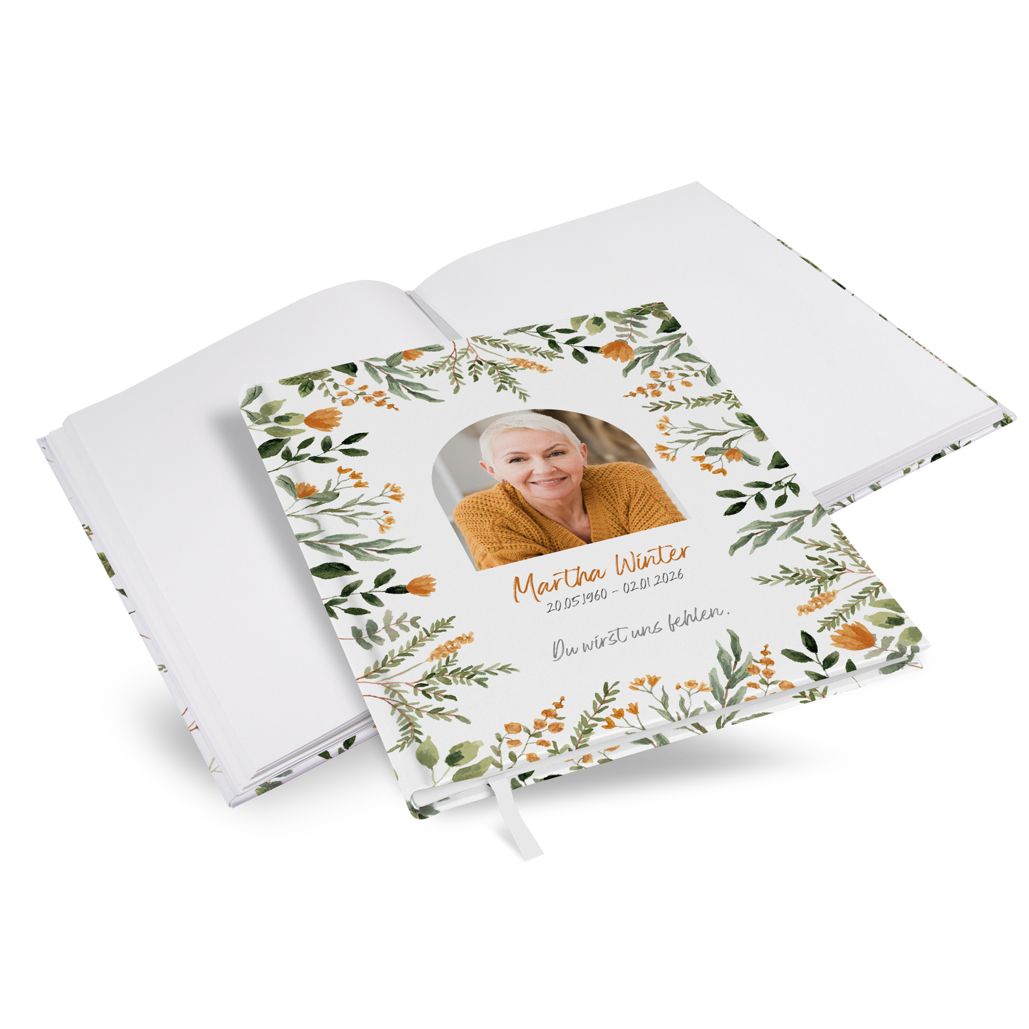 Kondolenzbuch - Floral "warm botanicals" - KB-25001-F-05