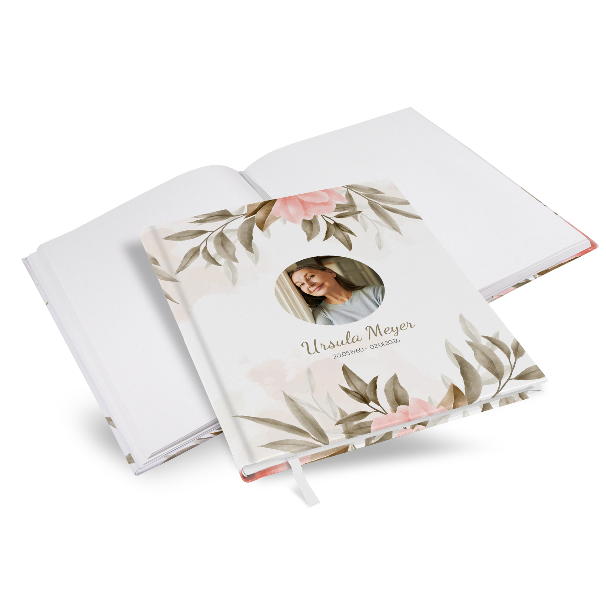 Kondolenzbuch - Floral "Rose Leaf" - KB-25001-F-08