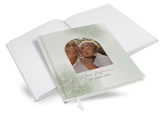 Gästebuch Geburtstag - Aquarell - "faded green" - GBG-25001-A-01