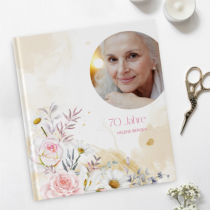 Gästebuch Geburtstag- Aquarell - "lily & rose"